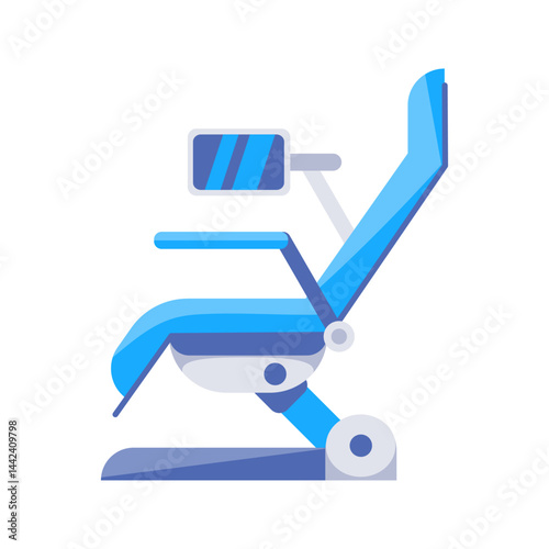 Modern blue dental chair with adjustable backrest and headrest, promoting oral health and comfortable procedures