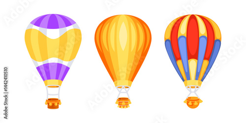 Colorful hot air balloons floating in the sky