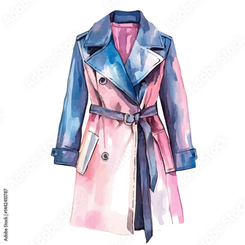 fashionable coat, watercolor drawing, isolated on a white background. fashionable coat vector.