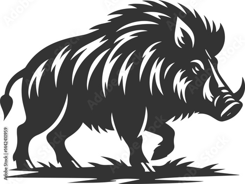 Vector silhouette of a boar animal