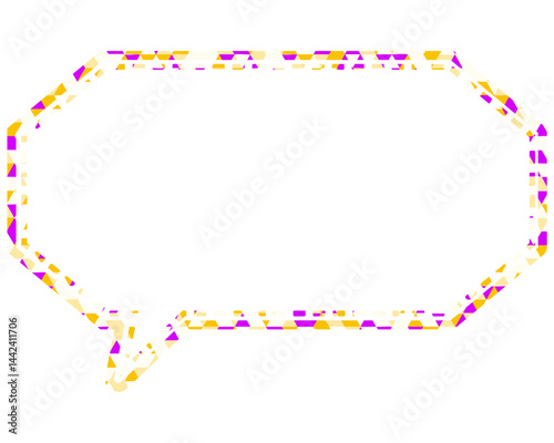 ステンドグラス風吹き出し　三角形模様　細長い八角形