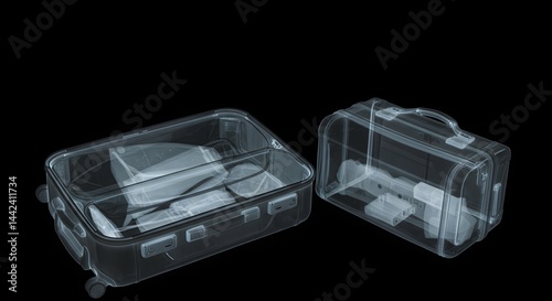 Luggage Under X-ray Scan at Airport Security Check
