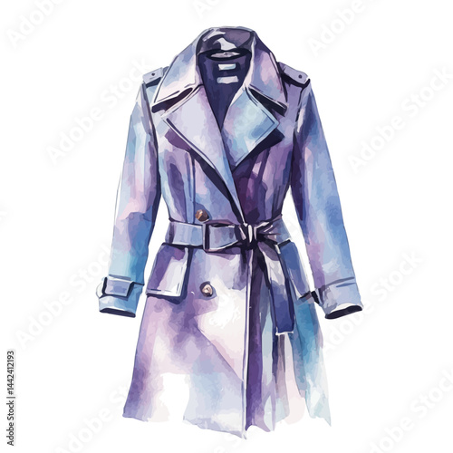 fashionable coat, watercolor drawing, isolated on a white background. fashionable coat vector.