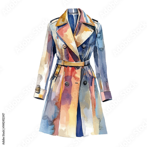 fashionable coat, watercolor drawing, isolated on a white background. fashionable coat vector.