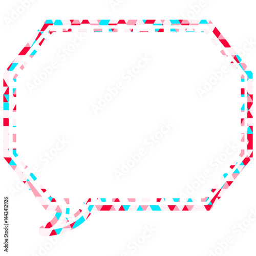 ステンドグラス風吹き出し　三角形模様　角のある八角形