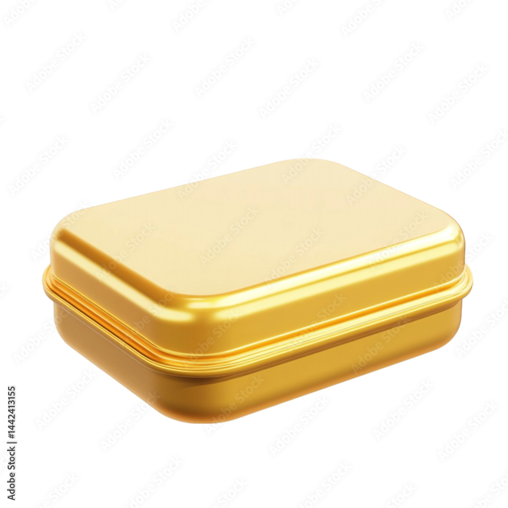 Gold rectangular container isolated on white background Gold rectangular container isolated on white background