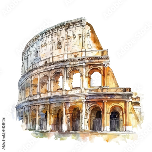 famous historical monument, watercolor drawing, isolated on a white background. famous historical monument vector.
