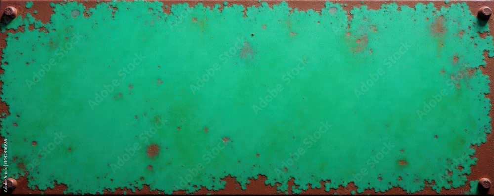 Weathered green metal surface, oxidized patina, oxidized, steel, chipped