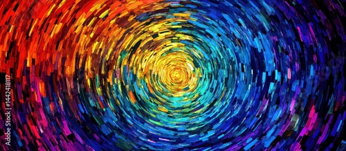 Vibrant chromatic vortex radiating energy through a swirling spectrum