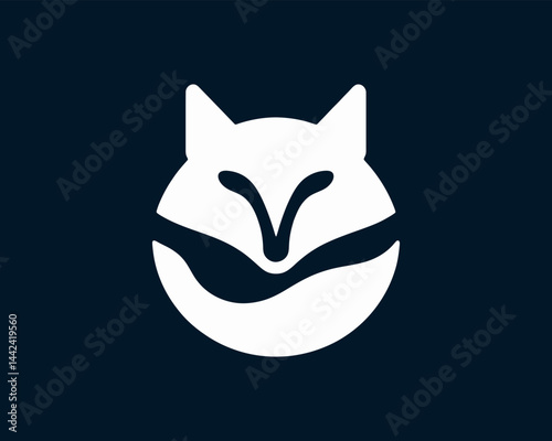 White Fox Head Logo Template Clean Modern Vector Icon Design