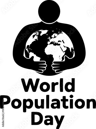 A silhouette of a person embracing the Earth celebrates World Population Day.