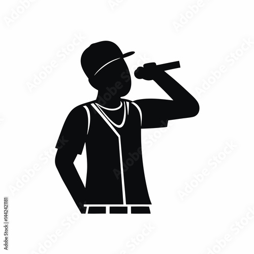 Hip Hop Singer icon vector silhouette illustration isolated on white background