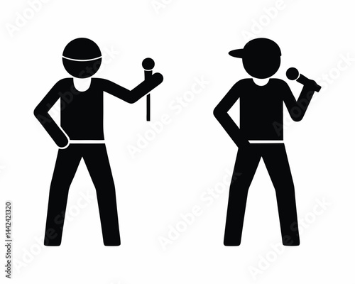 Hip Hop Singer icon vector silhouette illustration isolated on white background