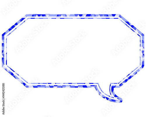 ステンドグラス風吹き出し　三角形模様　細長い八角形