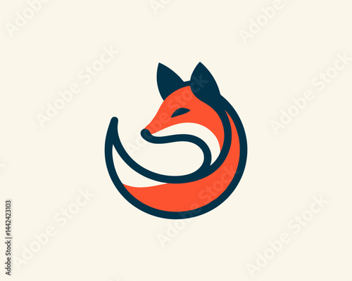 Modern Color Fox Illustration. Minimalist Animal Vector Art