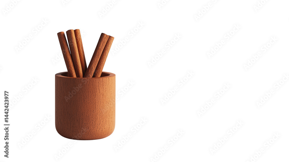 High-resolution image of a single cinnamon stick holder, centered on white background with no other objects --ar 16:9 High-resolution image of a single cinnamon stick holder, centered on white background with no other objects --ar 16:9