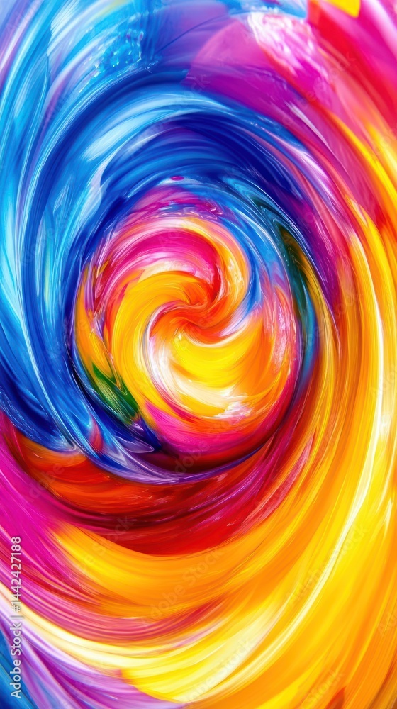 Fototapeta premium A vibrant swirl of colors creating a dynamic and energetic abstract pattern.