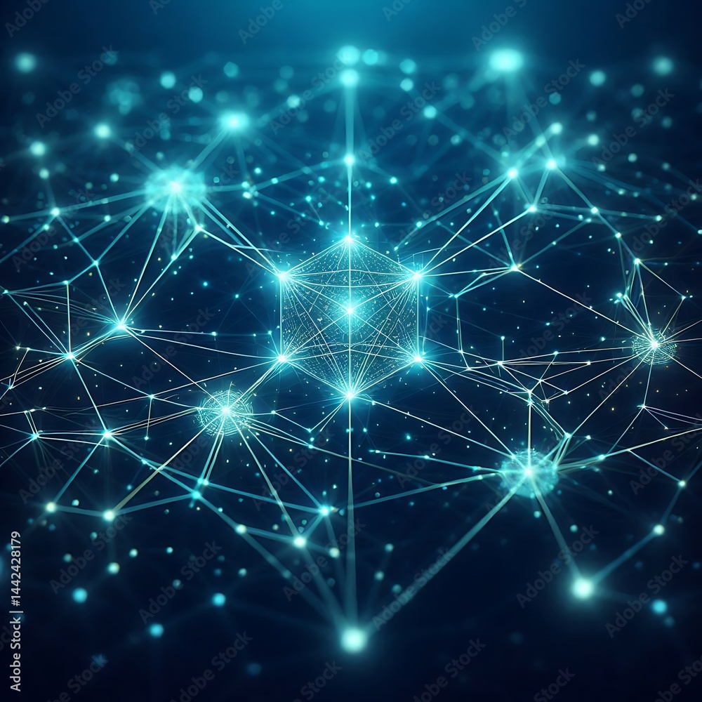 Glowing Blockchain Network Nodes Glowing Blockchain Network Nodes
