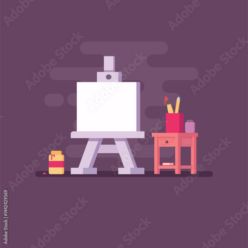 vector illustration of painting and canvas