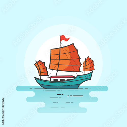 ship on the sea vector icon