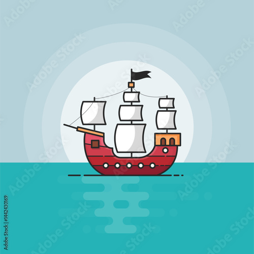 ship in the sea vector illustration 