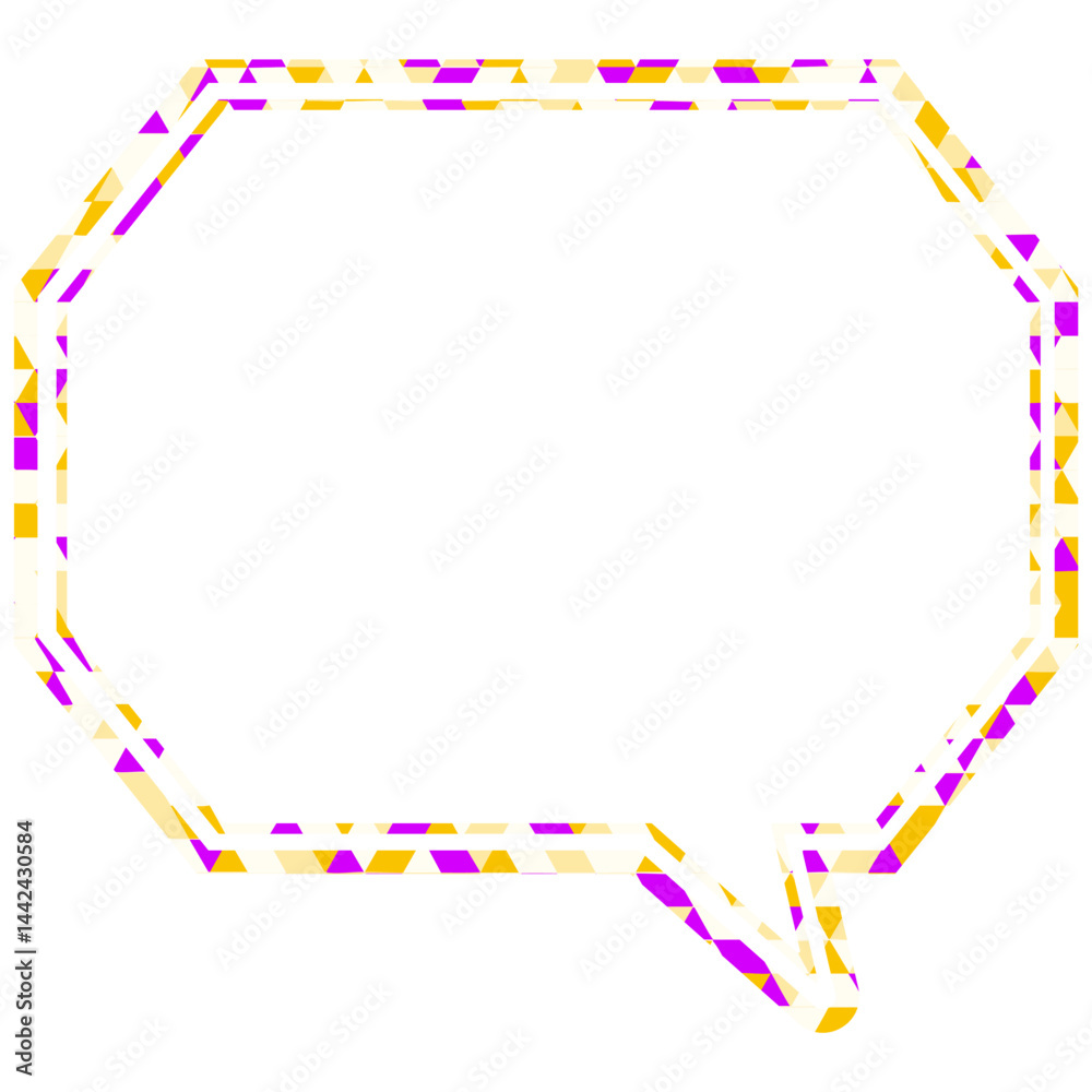 Fototapeta premium ステンドグラス風吹き出し 三角形模様 角のある八角形