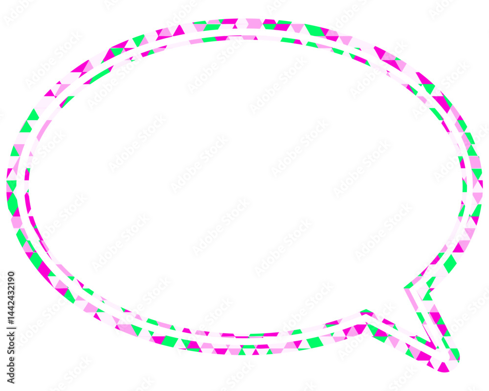 Fototapeta premium ステンドグラス風吹き出し 三角形模様 丸形