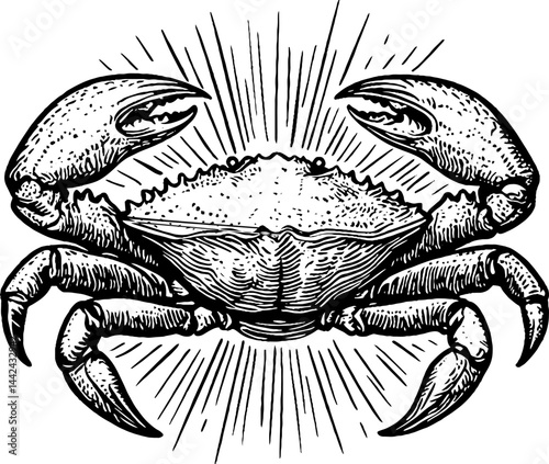 Vintage Illustration of a Crab