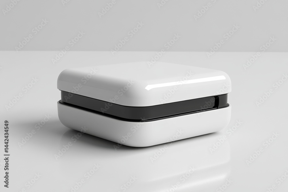 Virtual reality glasses are depicted in isolation on a white monochrome background, presented as a 3D render Virtual reality glasses are depicted in isolation on a white monochrome background, presented as a 3D render