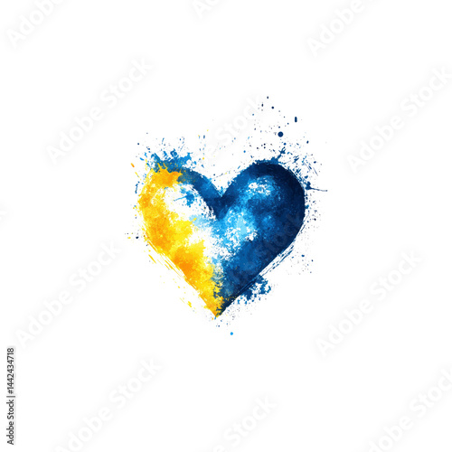 Abstract Watercolor Heart Fiery Passion Meets Serene Calm