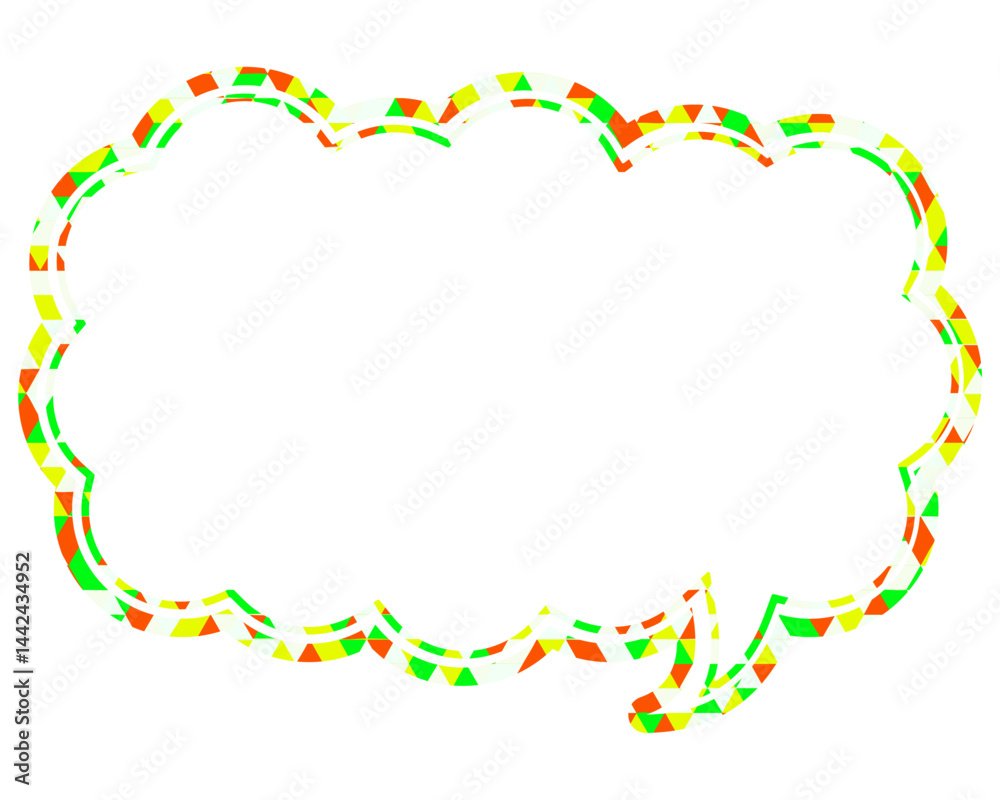 Fototapeta premium ステンドグラス風吹き出し 三角形模様 細長い雲形