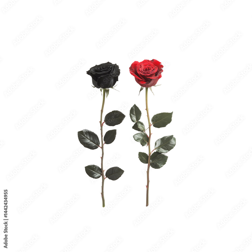 Obraz premium Red and Black Roses A Study in Contrasts