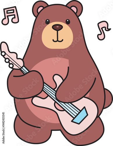 Illustration of cute bear icon.
Funny bear in daily activities elements.