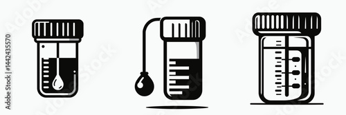 The Urine sample bottle. Hospital Healthcare Clinic Treatment Symbol. Specimen receptacle for fluid analysis container health checkup.