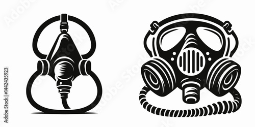 The Oxygen mask. Hospital Healthcare Clinic Treatment Symbol. Breathing safeguard aviator vital air device for altitude survival.