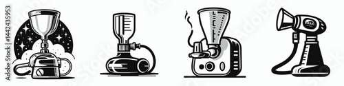 The Nebulizer. Hospital Healthcare Clinic Treatment Symbol. Medical atomization device breathing aid equipment for respiratory therapy.