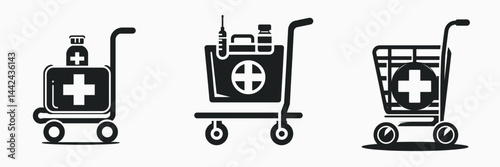 The Medical trolley. Hospital Healthcare Clinic Treatment Symbol. apparatus versatile mobile aid for hygienic clinical equipment transport.
