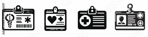 The Medical ID card. Hospital Healthcare Clinic Treatment Symbol. Individual health emergency identification document vital data carrier.