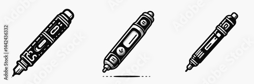 The Insulin pen. Hospital Healthcare Clinic Treatment Symbol. Device injecting hormone for sugar regulation and glycemic control.