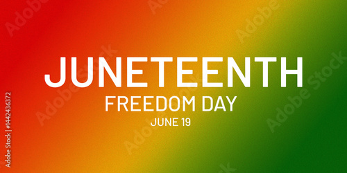 Juneteenth Freedom Day. Abstract background in red, yellow and green tones with grainy texture 