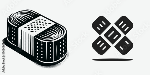 The Bandage. Hospital Healthcare Clinic Treatment Symbol. Wound dressing first aid wrap plaster medical compress usage.