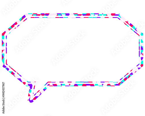 ステンドグラス風吹き出し　三角形模様　細長い八角形