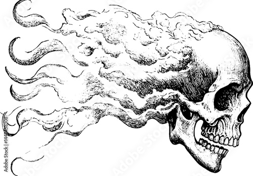 Skull with Swirling Smoke Illustration