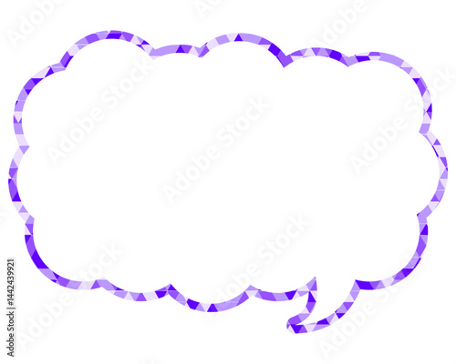 ステンドグラス風吹き出し　三角形模様　細長い雲形