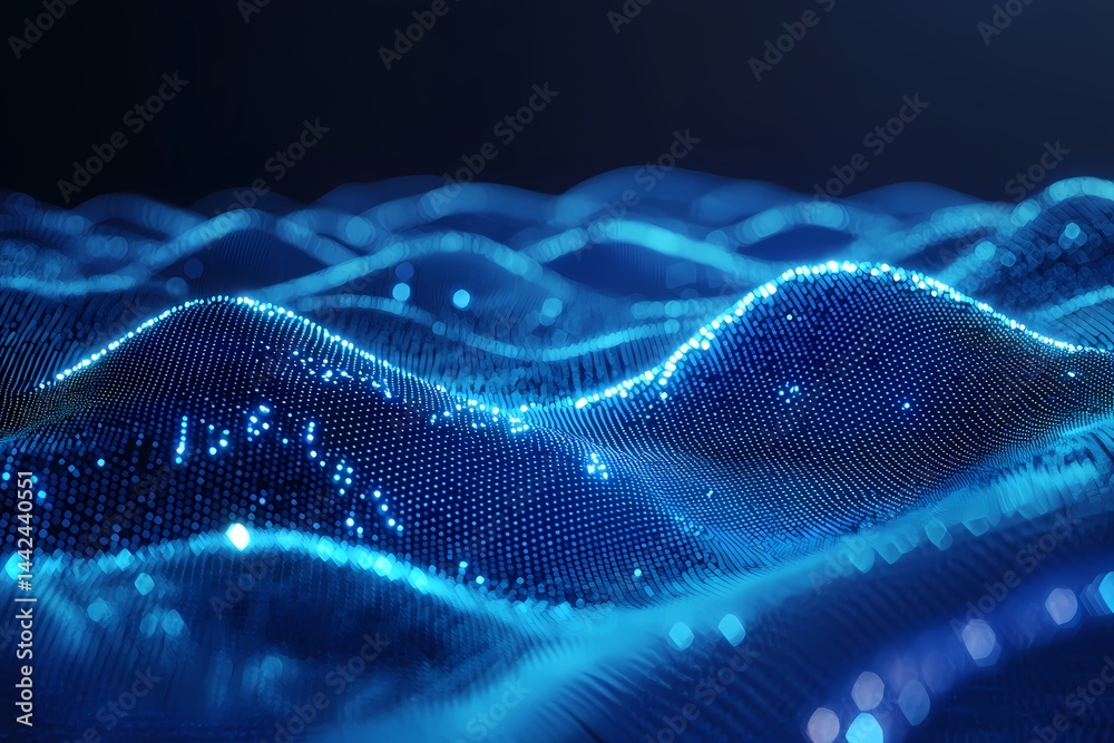 Stunning blue digital wave abstract art glowing particles dynamic flowing energy technological futuristic design vibrant Stunning blue digital wave abstract art glowing particles dynamic flowing energy technological futuristic design vibrant