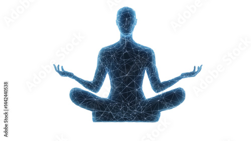 Virtual AI therapist hologram providing mindfulness coaching, isolated, PNG, transparent background --ar 16:9 --v 6.1 --q 2 --s 90 --raw