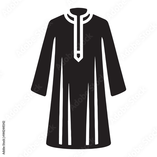 Cultural Jellabiya silhouette, rooted in tradition and grace – Jellabiya illustration – Minimalist Jellabiya vector – Men's dress silhouette

