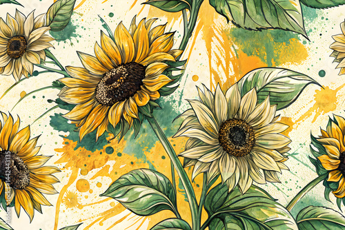 Wallpaper Mural Abstract Sunflower Background with Bold Brush Strokes and Vibrant Artistic Expression Torontodigital.ca