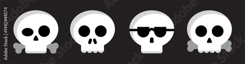 Set of skulls with expressions