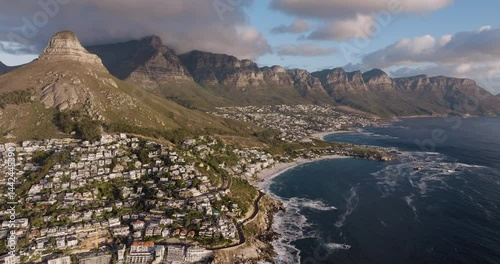Wallpaper Mural Spectacular aerial view of the popular tourist destination Cape Town. Table Mountain,Lion's Head mountain, The 12 Apostles mountain range, Seapoint, Camps Bay, Cape Town, South Africa Torontodigital.ca